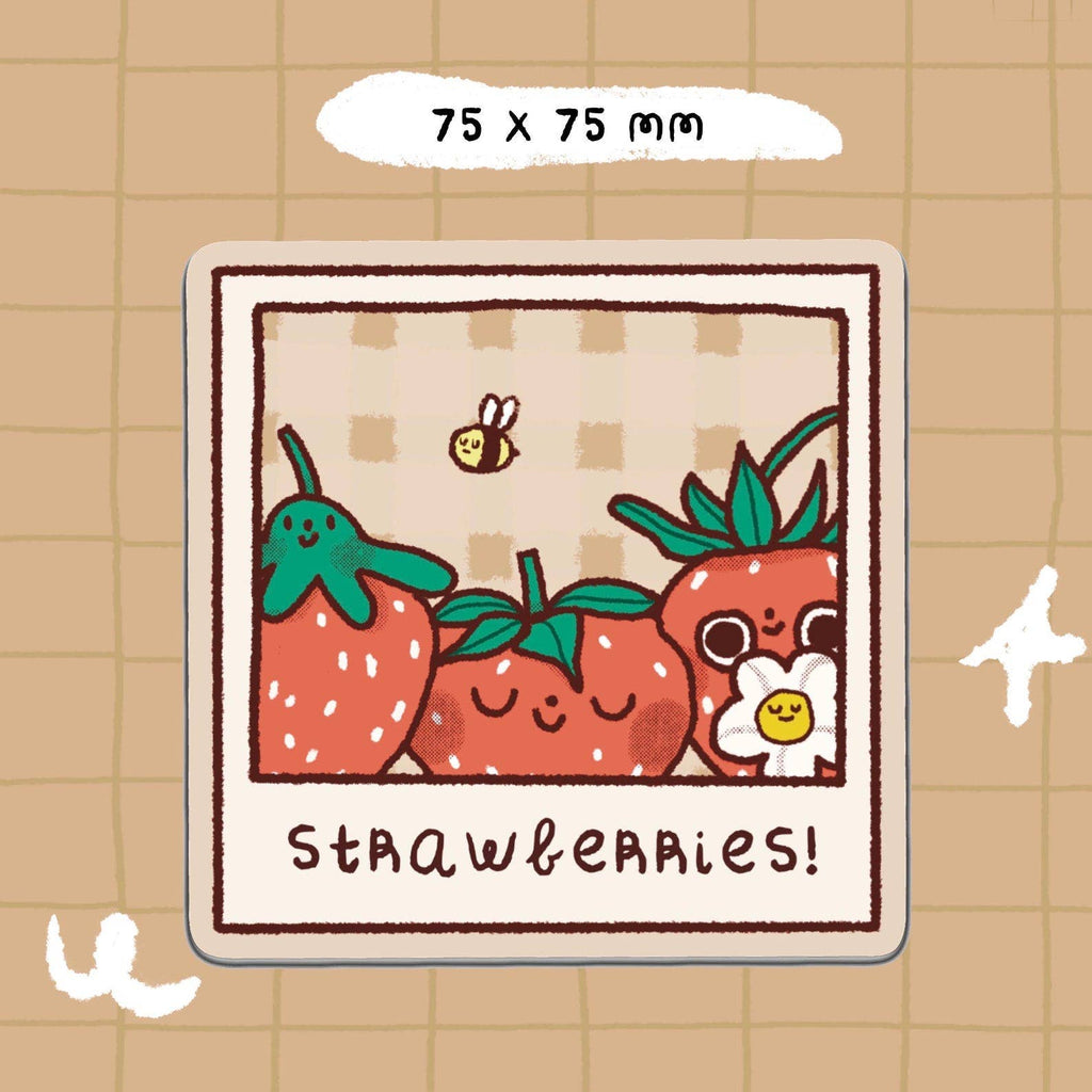 Strawberries! Polaroid Vinyl Sticker