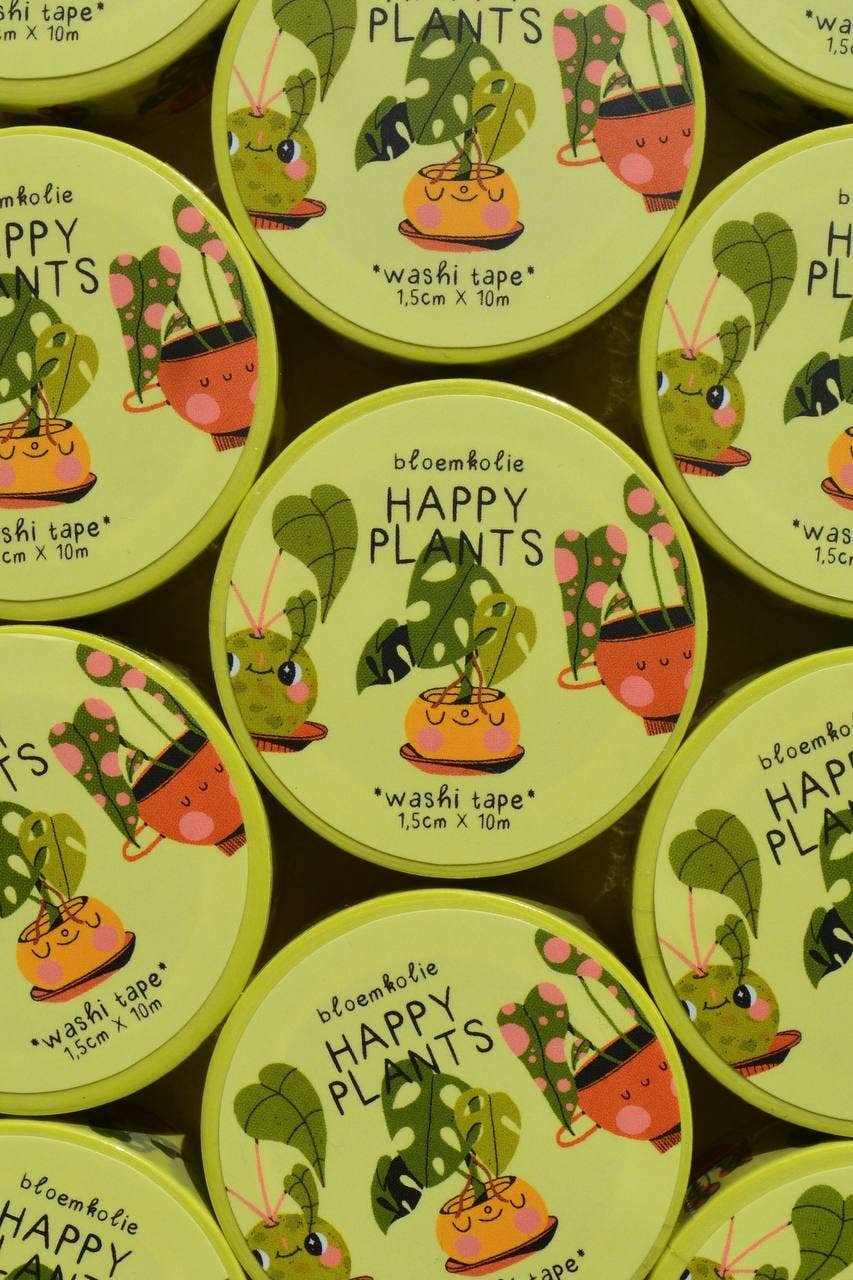 Happy Plants Washi Tape / Cute Botanical Stationery kawaii