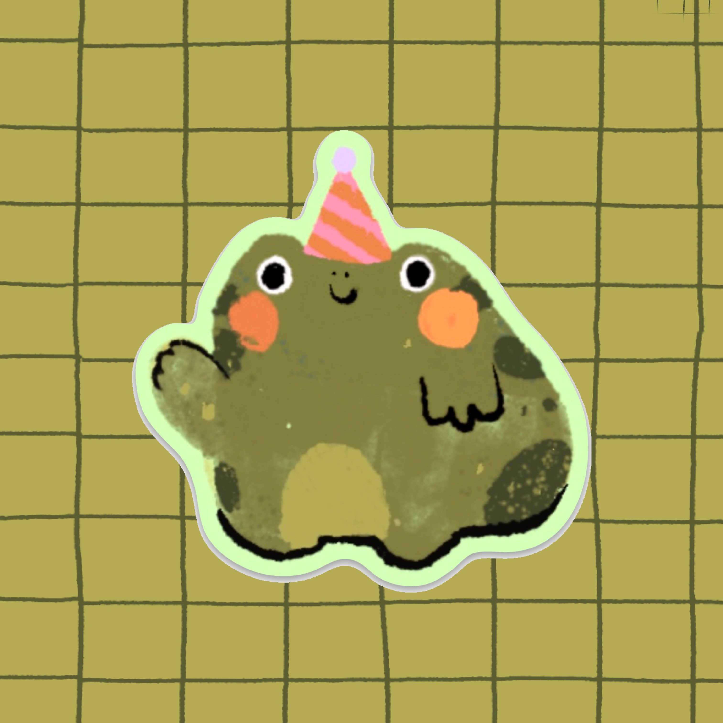 Party Frog vinyl Sticker / Waterproof and Dishwasher safe