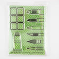 Art Supply Bin - Pens, Brushes, Markers, Paint- 3"x4" Clear Stamp Set (8 stamp designs)