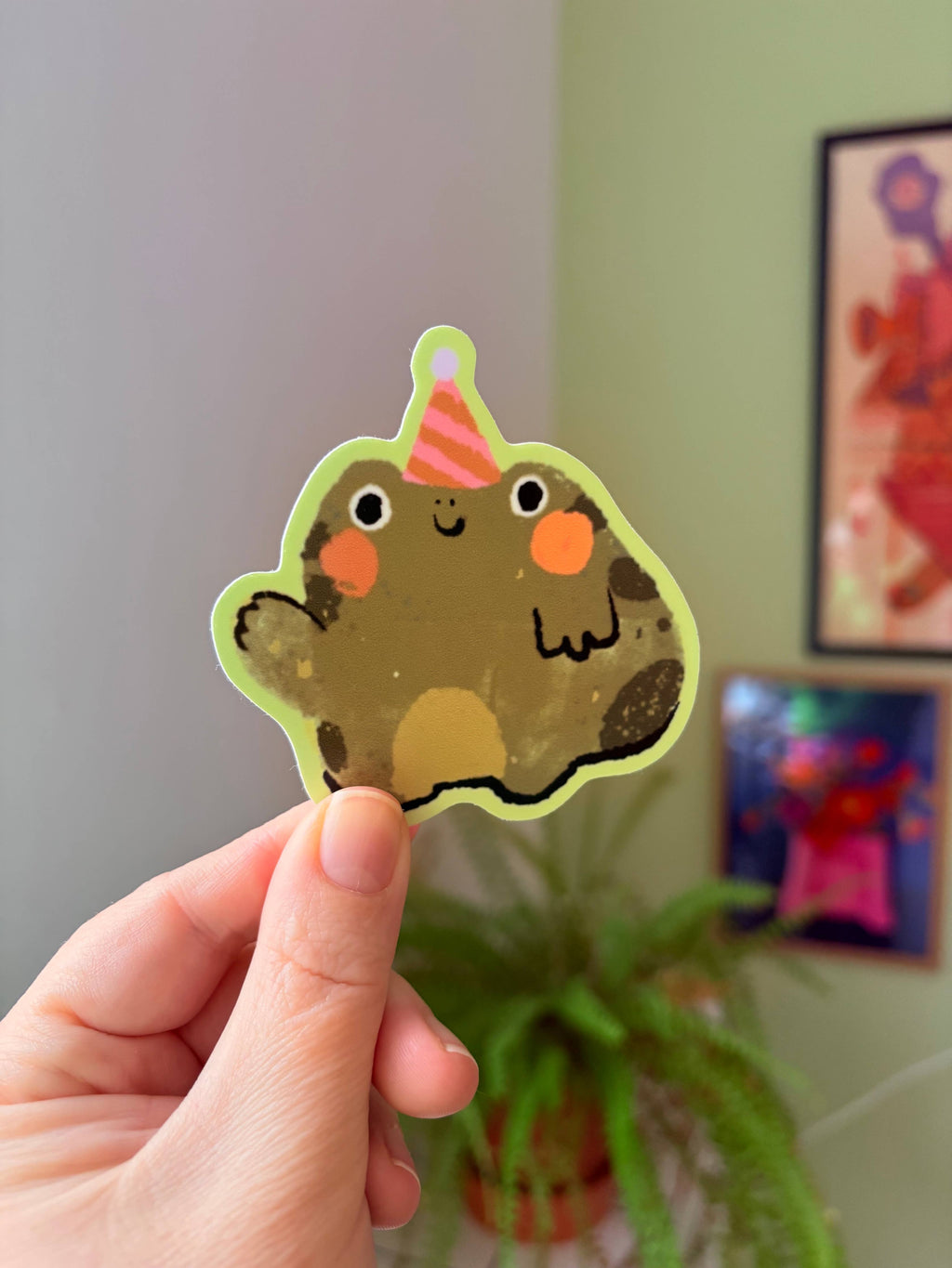 Party Frog vinyl Sticker / Waterproof and Dishwasher safe