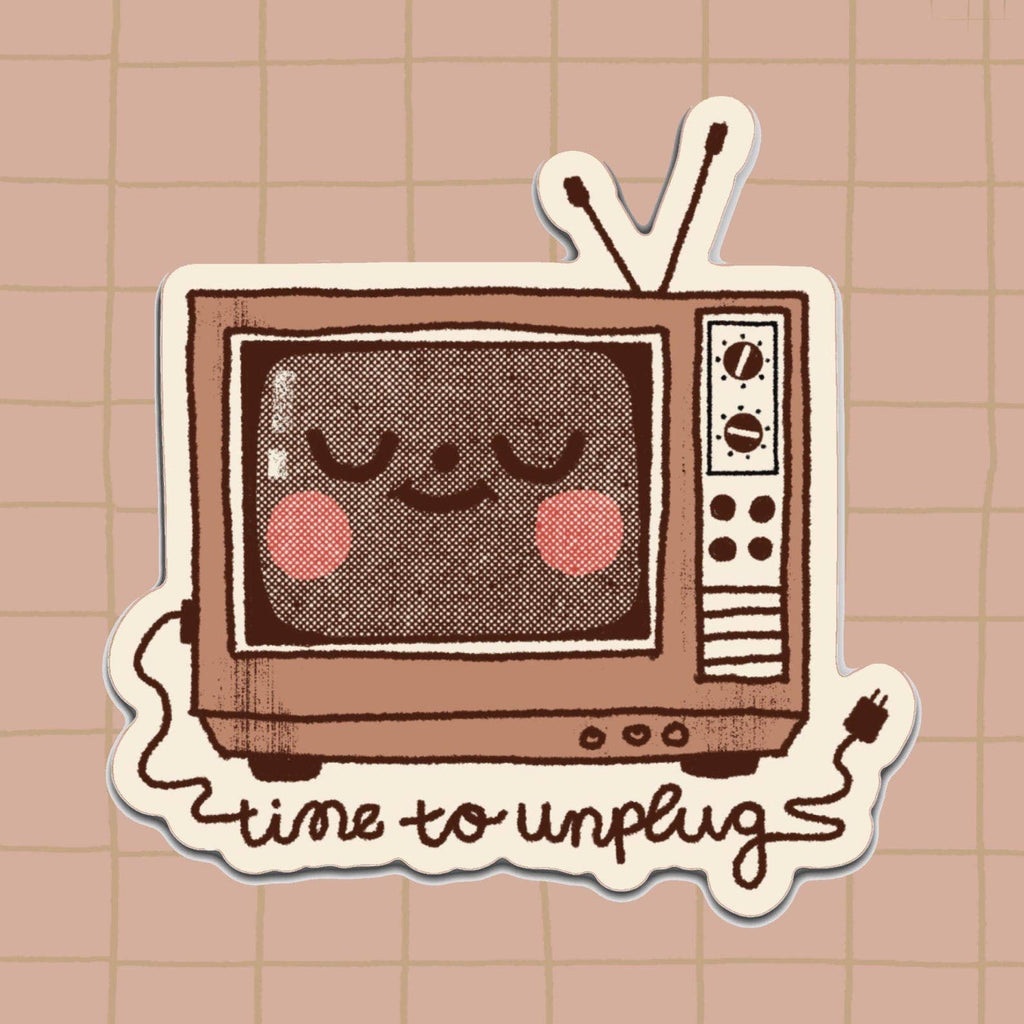 Time to Unplug Retro TV Vinyl Sticker