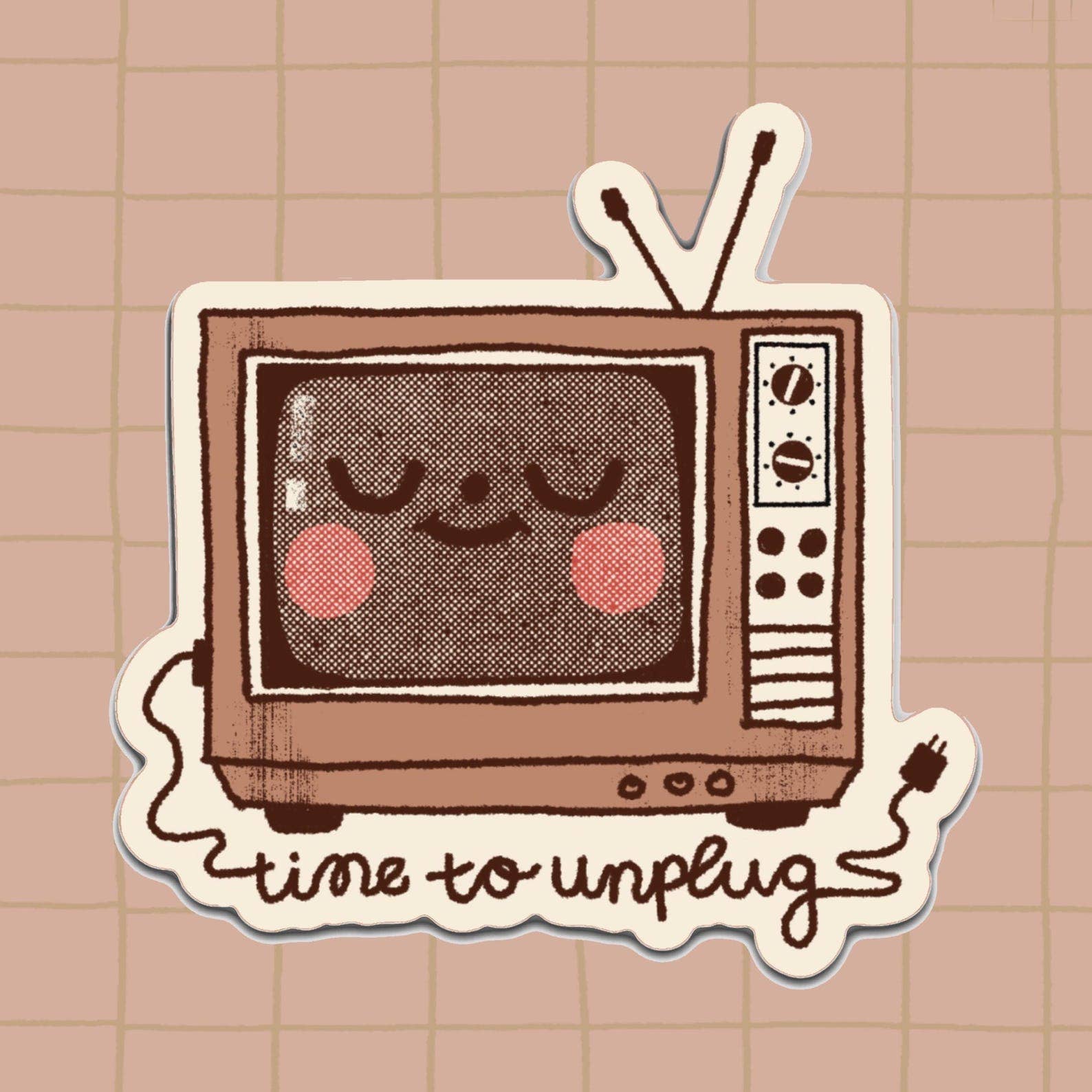 Time to Unplug Retro TV Vinyl Sticker