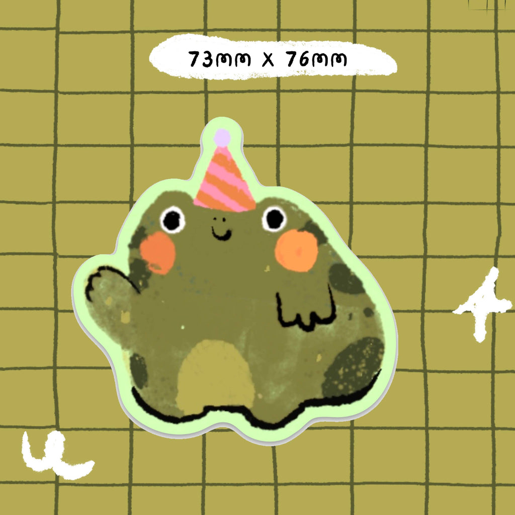 Party Frog vinyl Sticker / Waterproof and Dishwasher safe