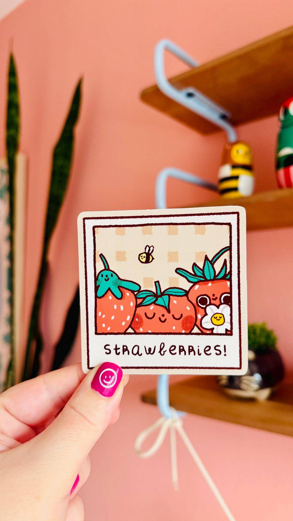 Strawberries! Polaroid Vinyl Sticker