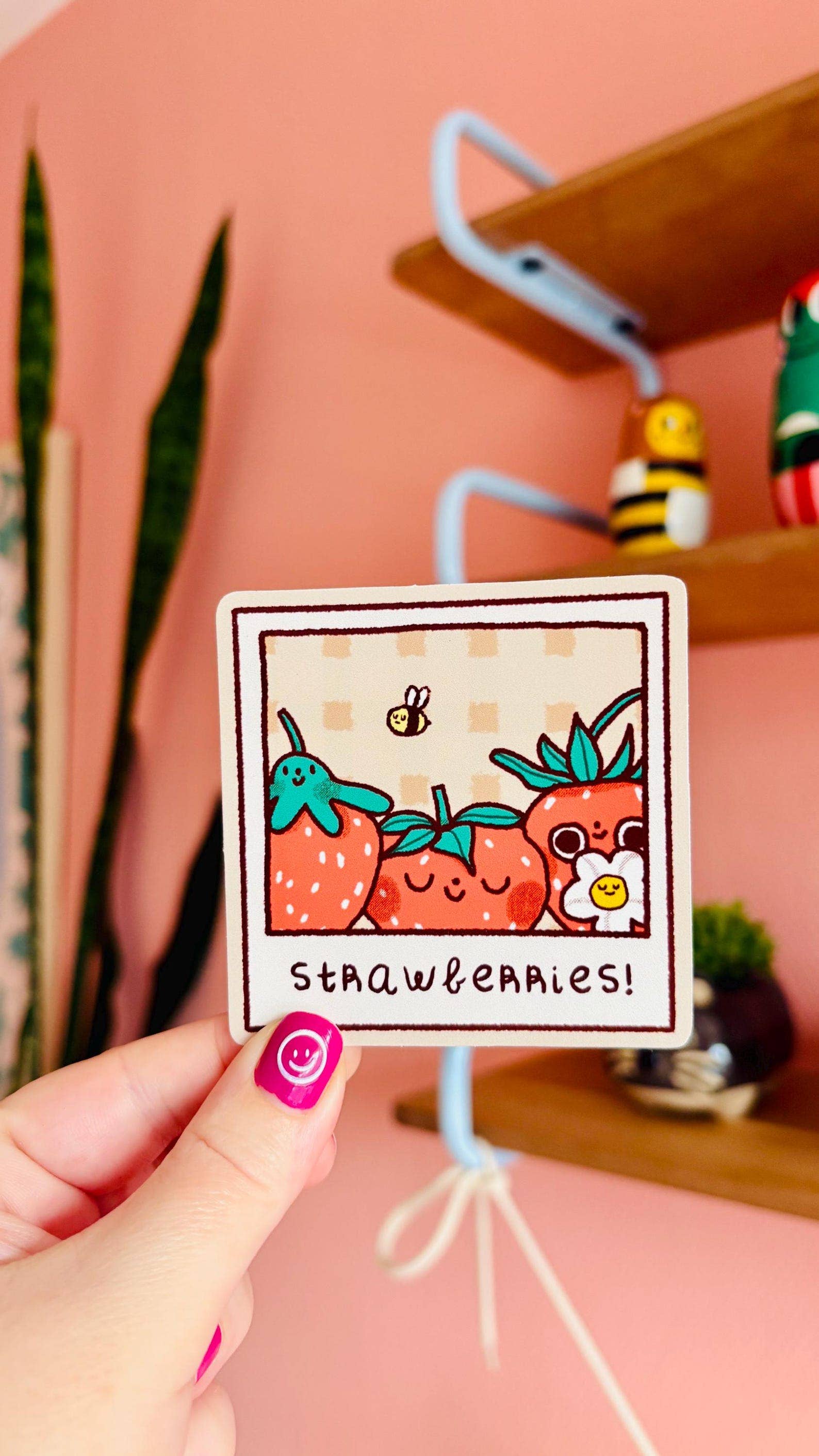Strawberries! Polaroid Vinyl Sticker