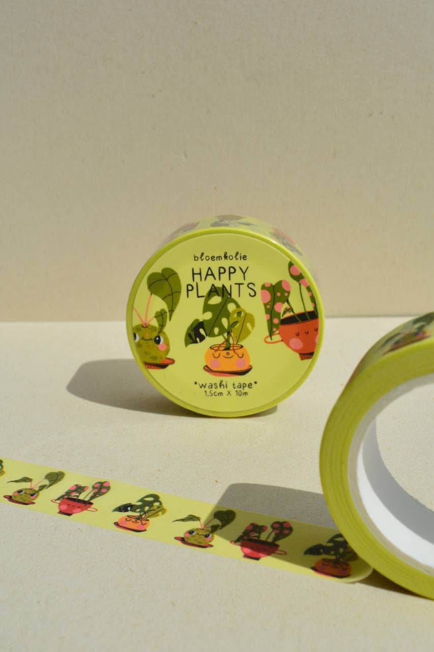 Happy Plants Washi Tape / Cute Botanical Stationery kawaii