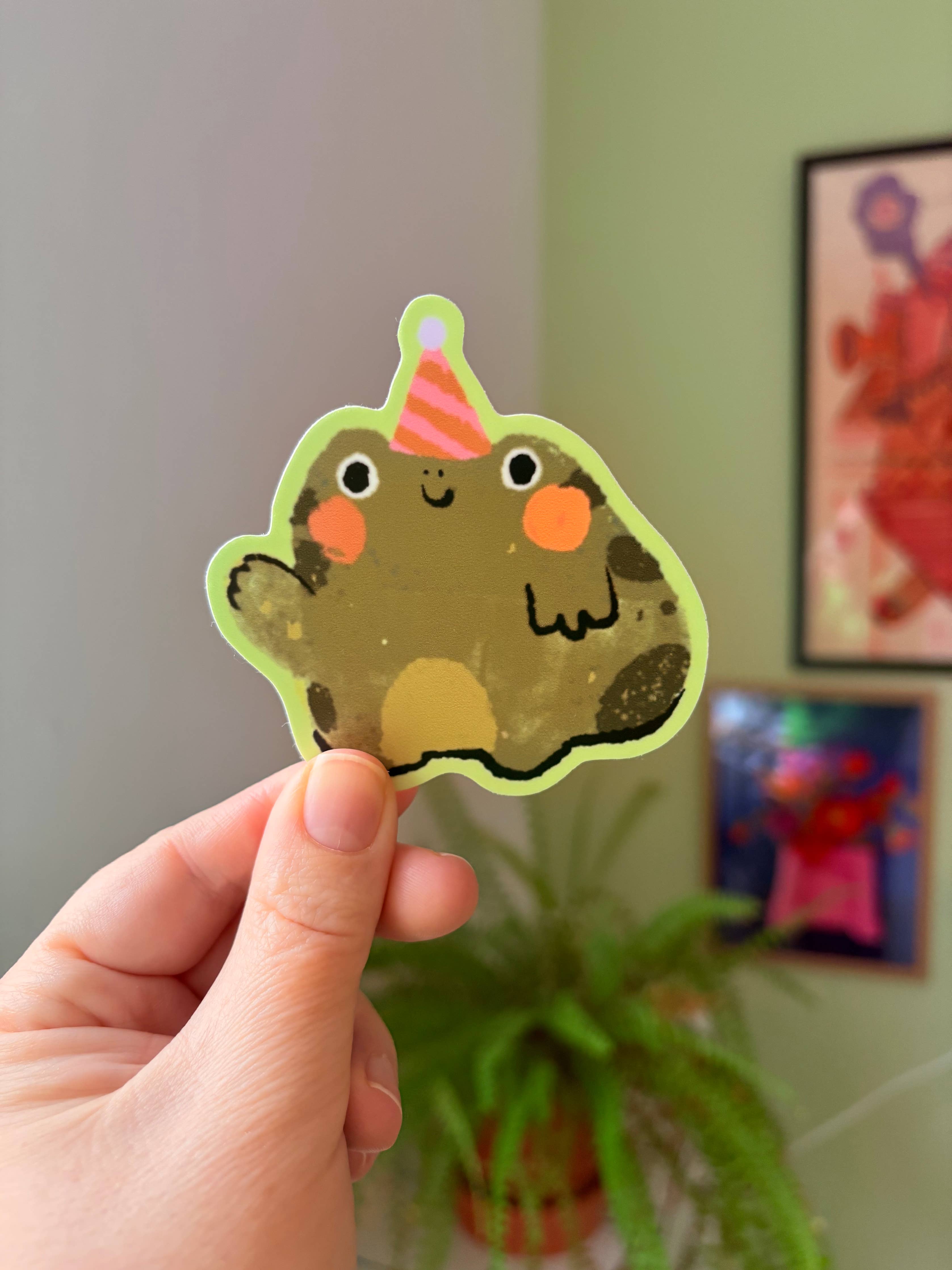 Party Frog vinyl Sticker / Waterproof and Dishwasher safe