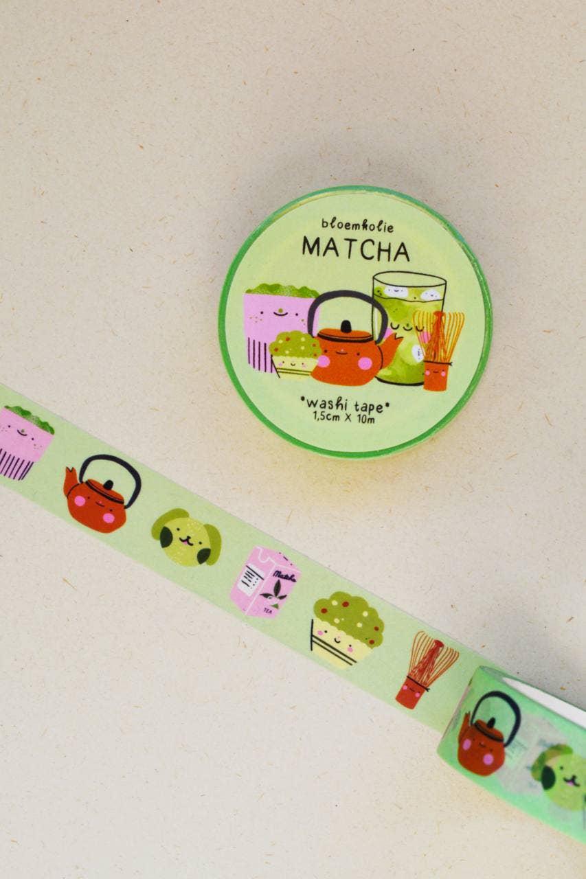 Matcha Washi Tape / Cute Quirky Kawaii Stationery