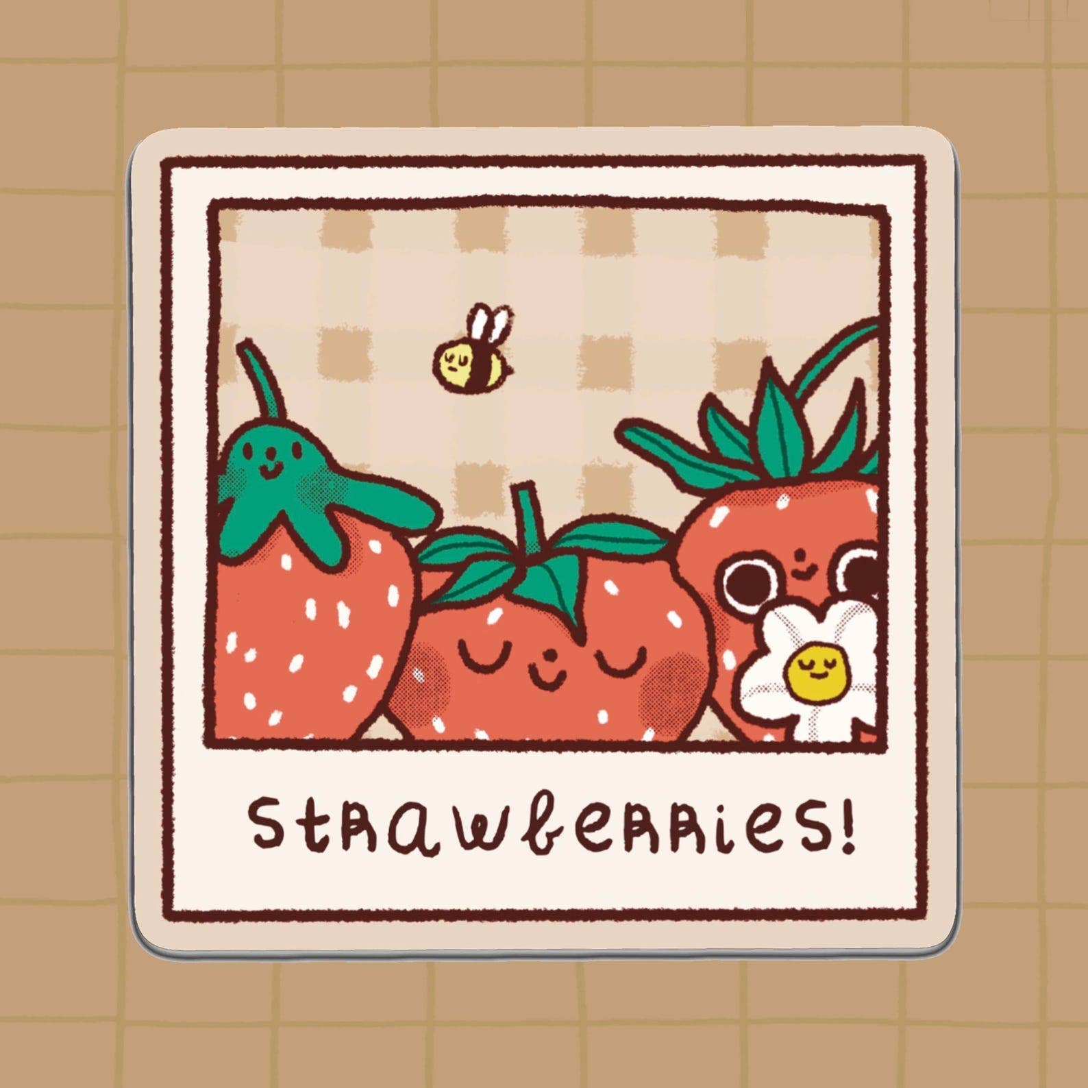 Strawberries! Polaroid Vinyl Sticker