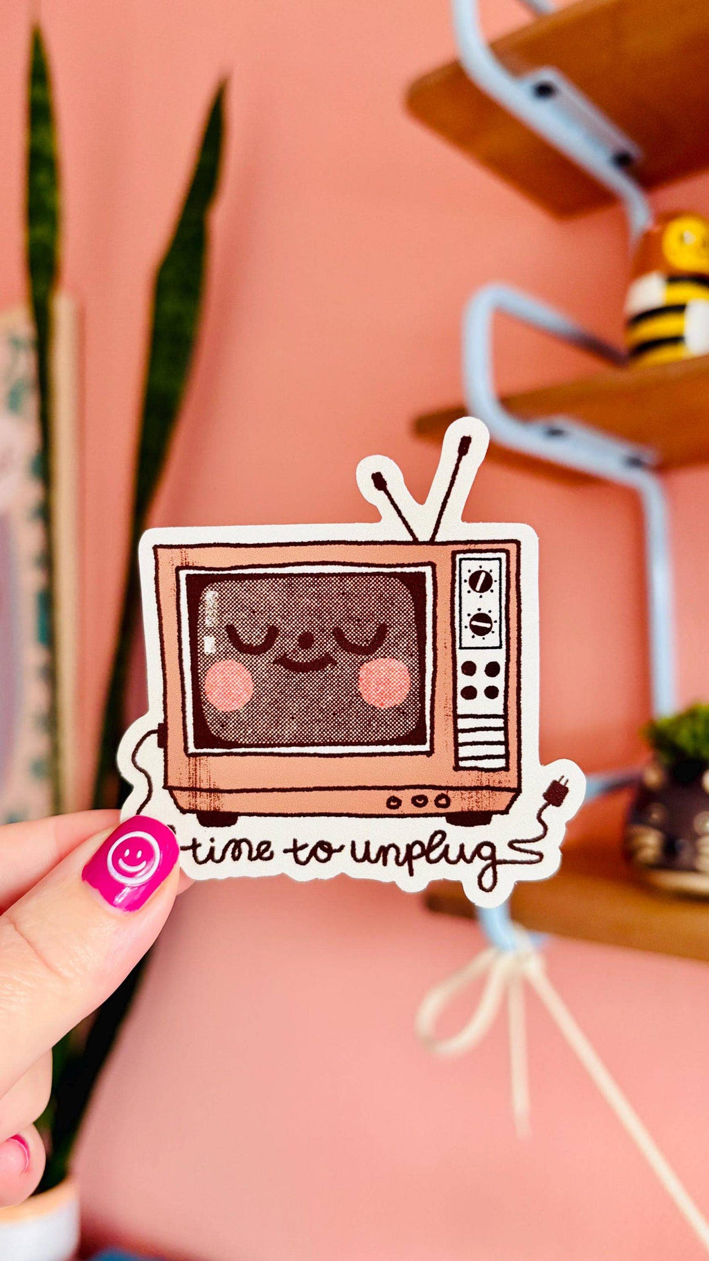 Time to Unplug Retro TV Vinyl Sticker